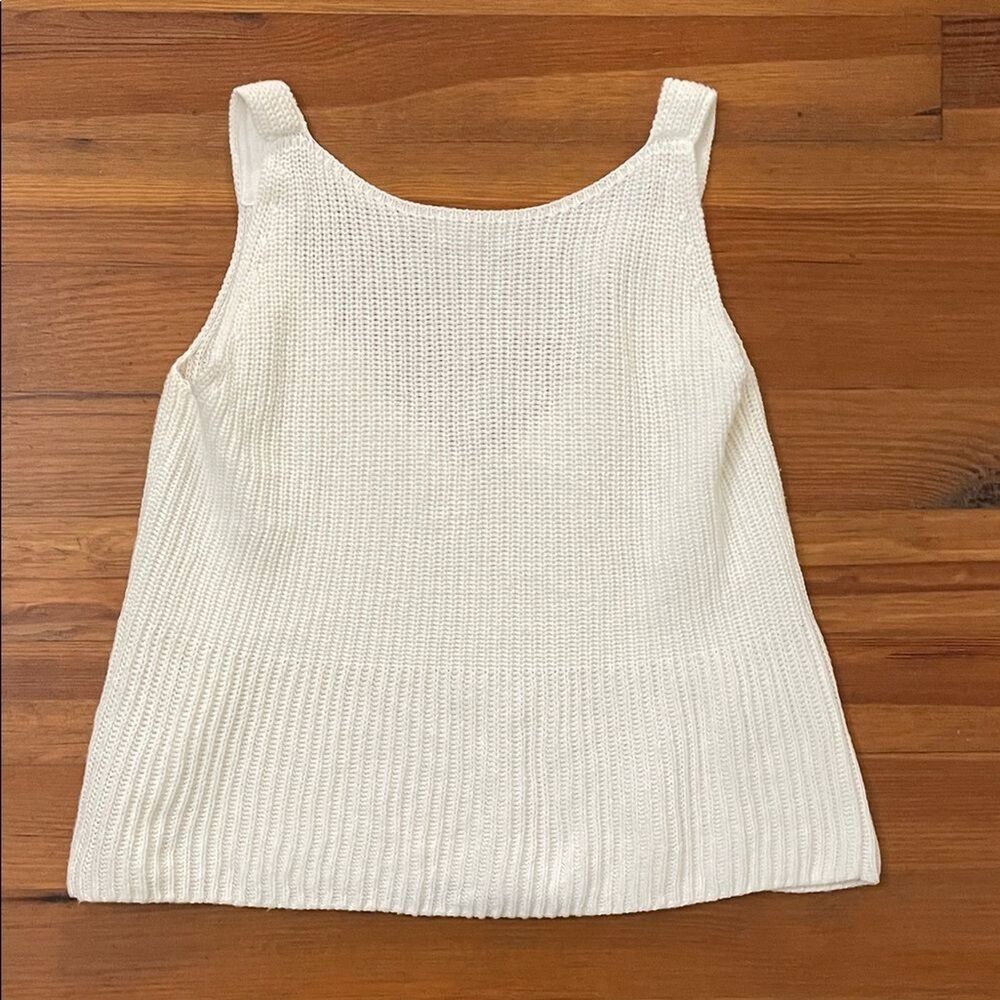 525 America Creamy White Cotton Rib Knit Tank Top Sweater Womens Size XS - Picture 3 of 9